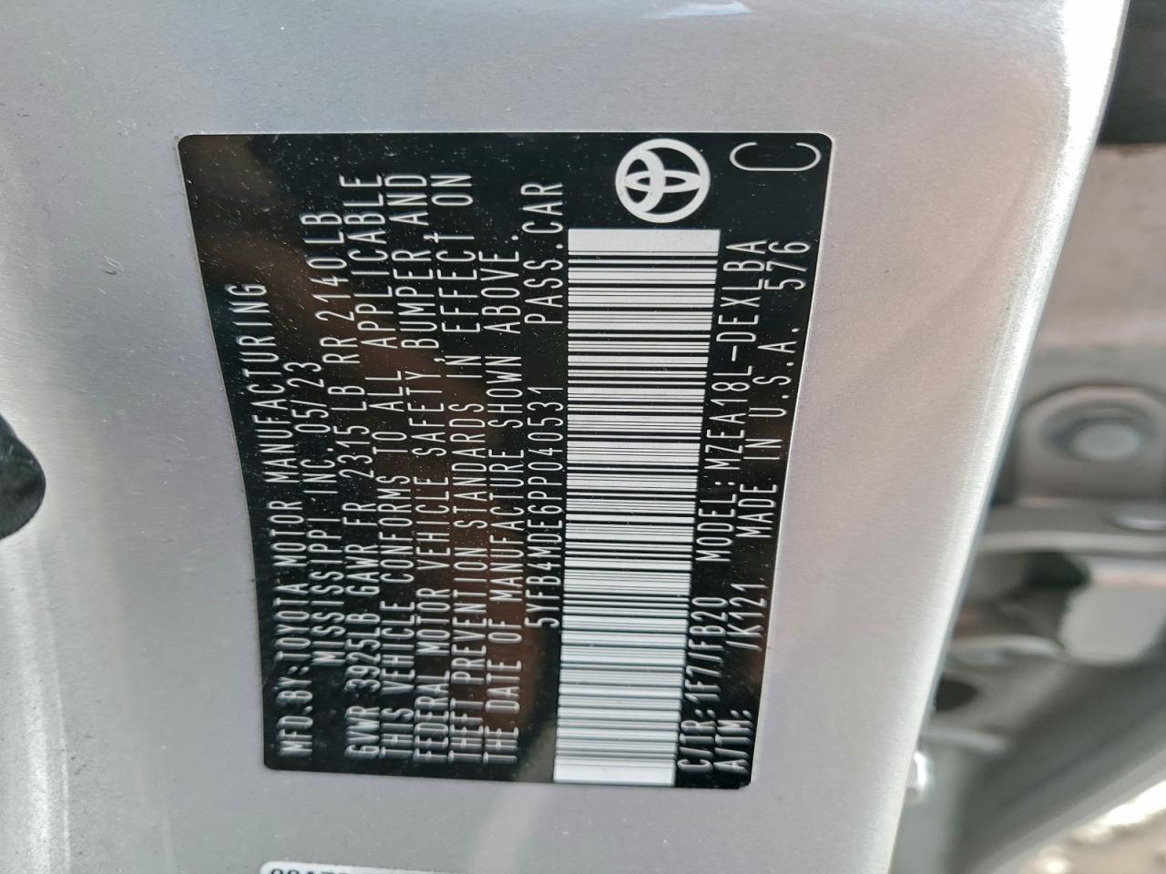 2023 TOYOTA COROLLA