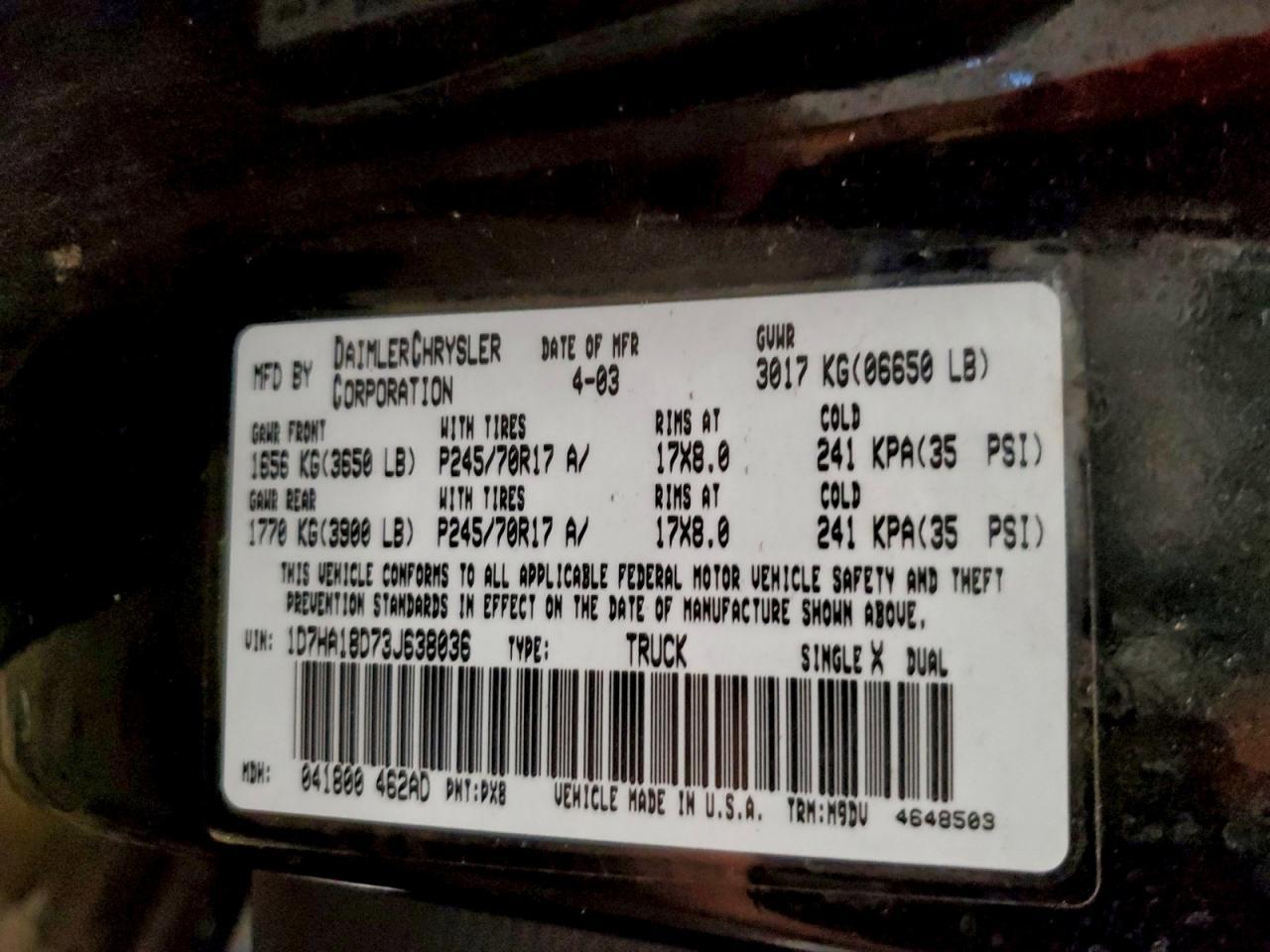 2003 DODGE RAM 1500