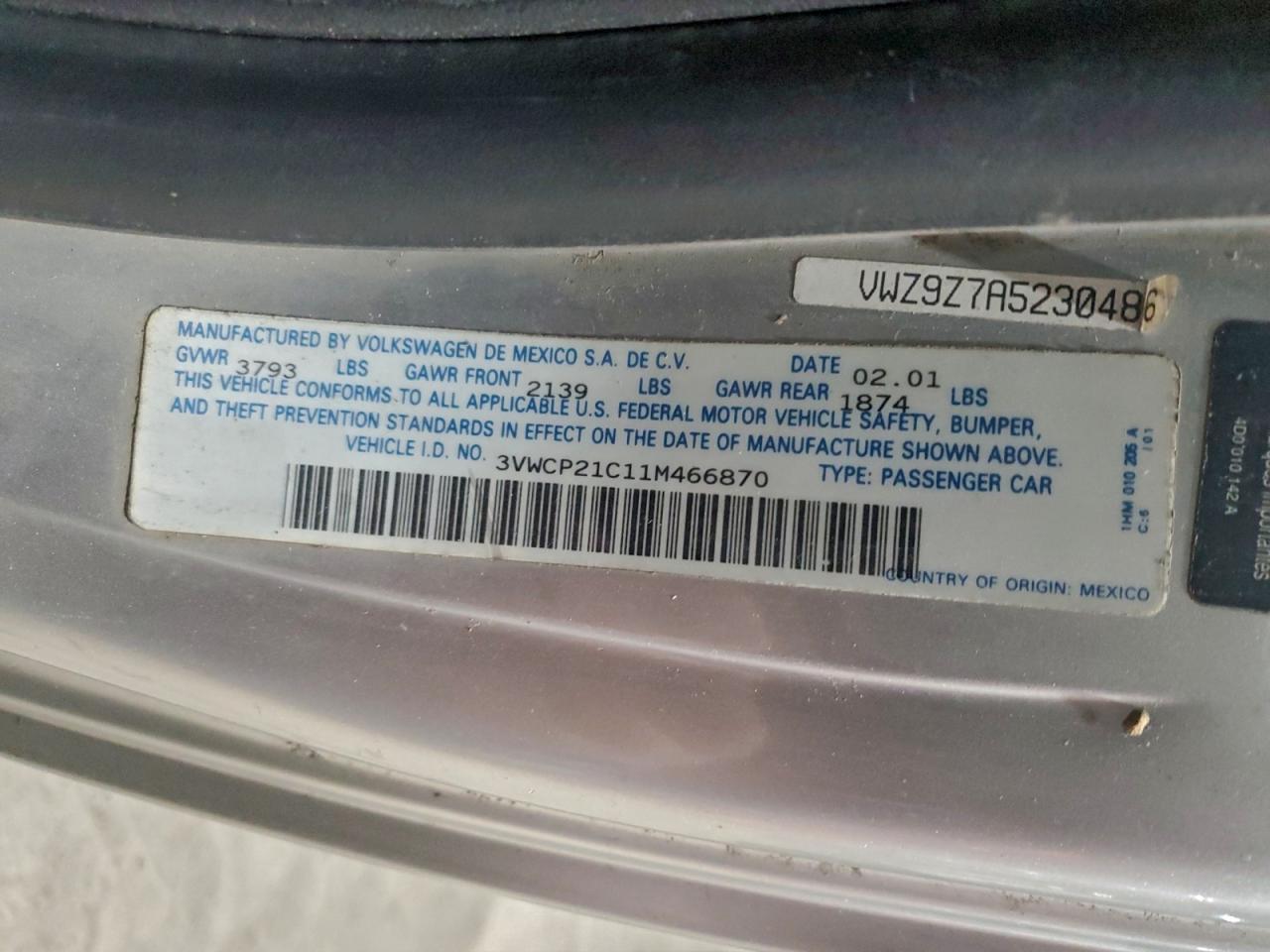 2001 VOLKSWAGEN Beetle