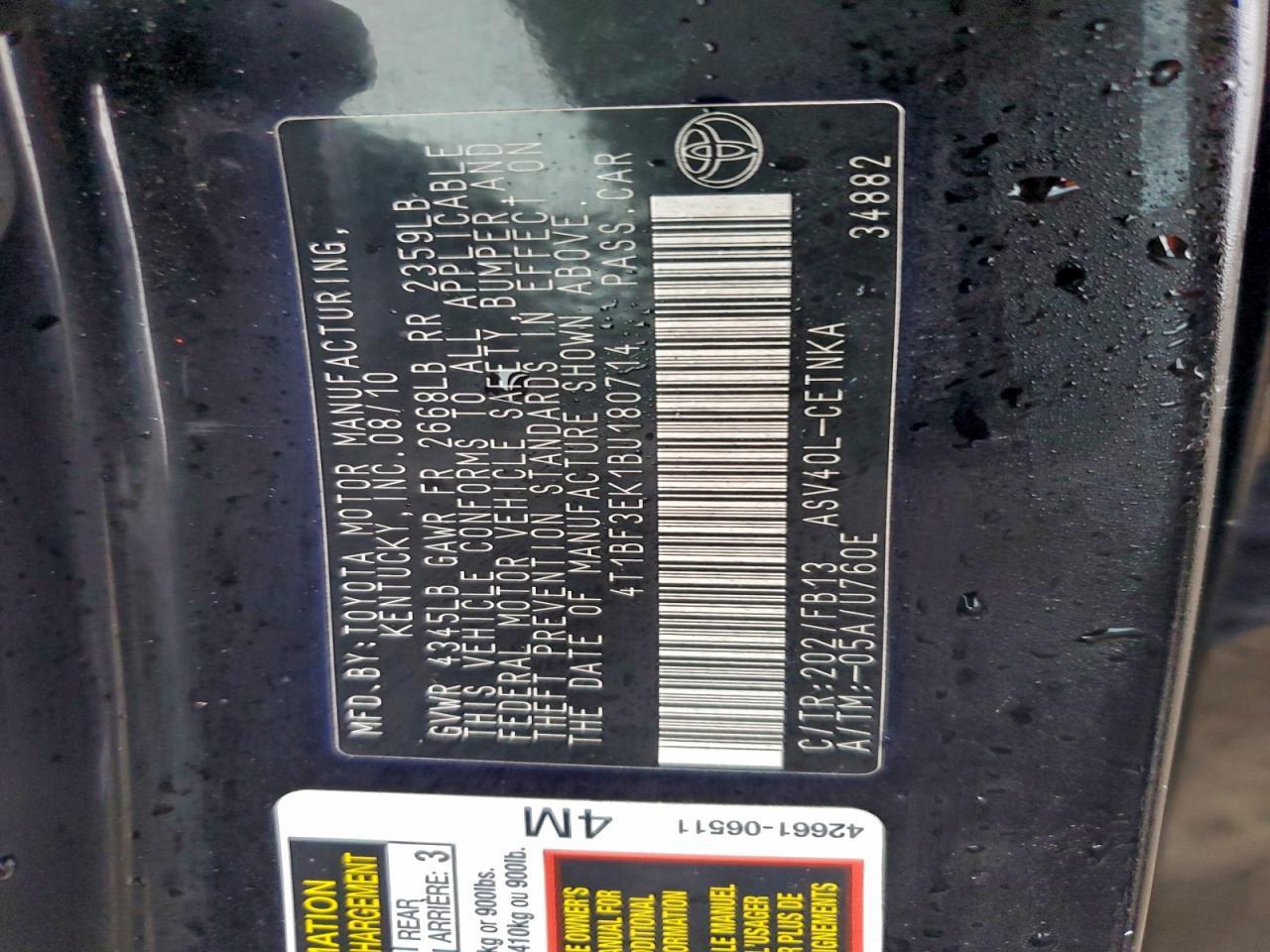 2011 TOYOTA CAMRY