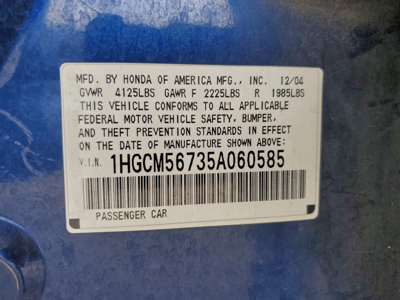 2005 HONDA ACCORD