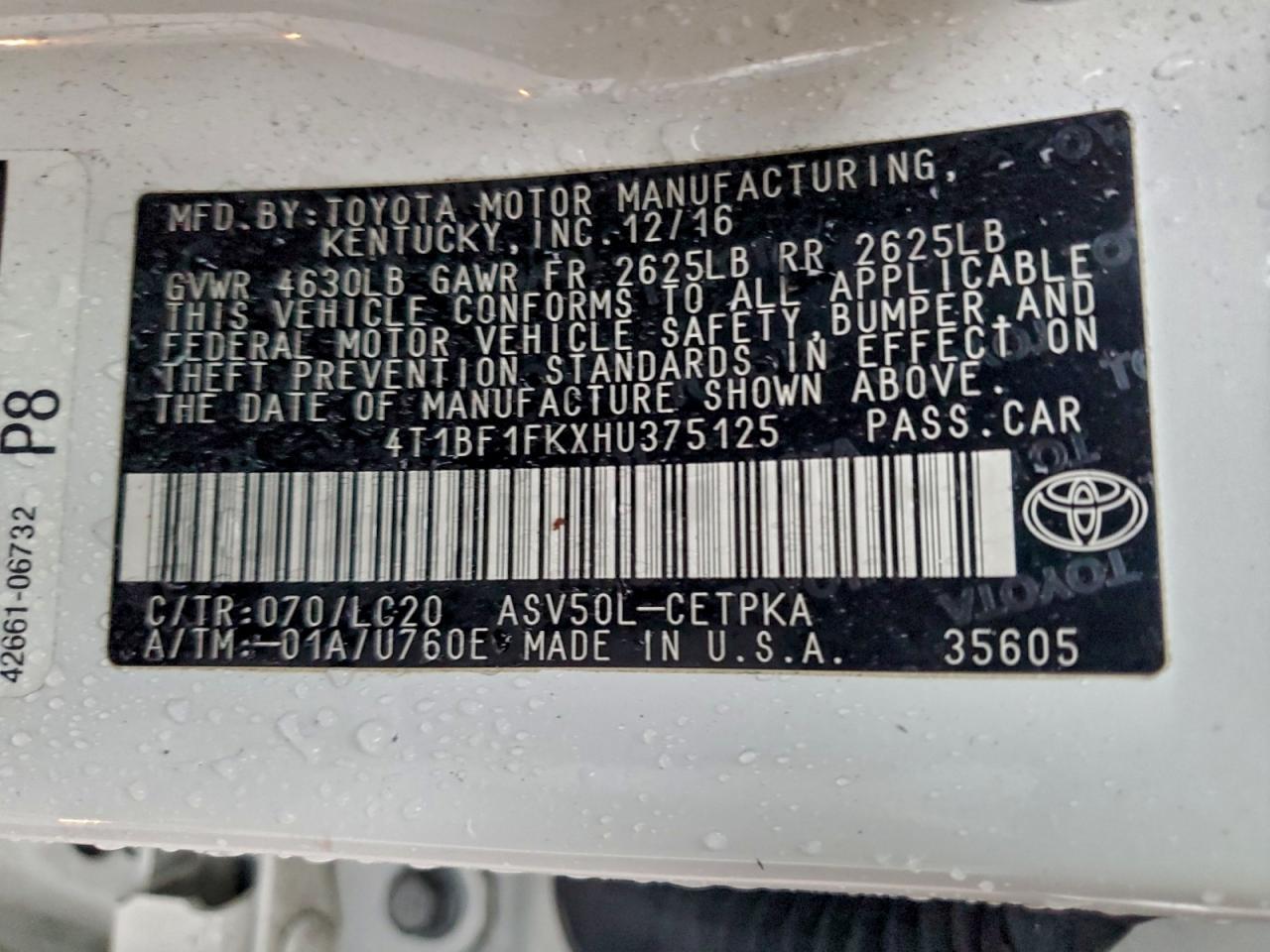 2017 TOYOTA CAMRY