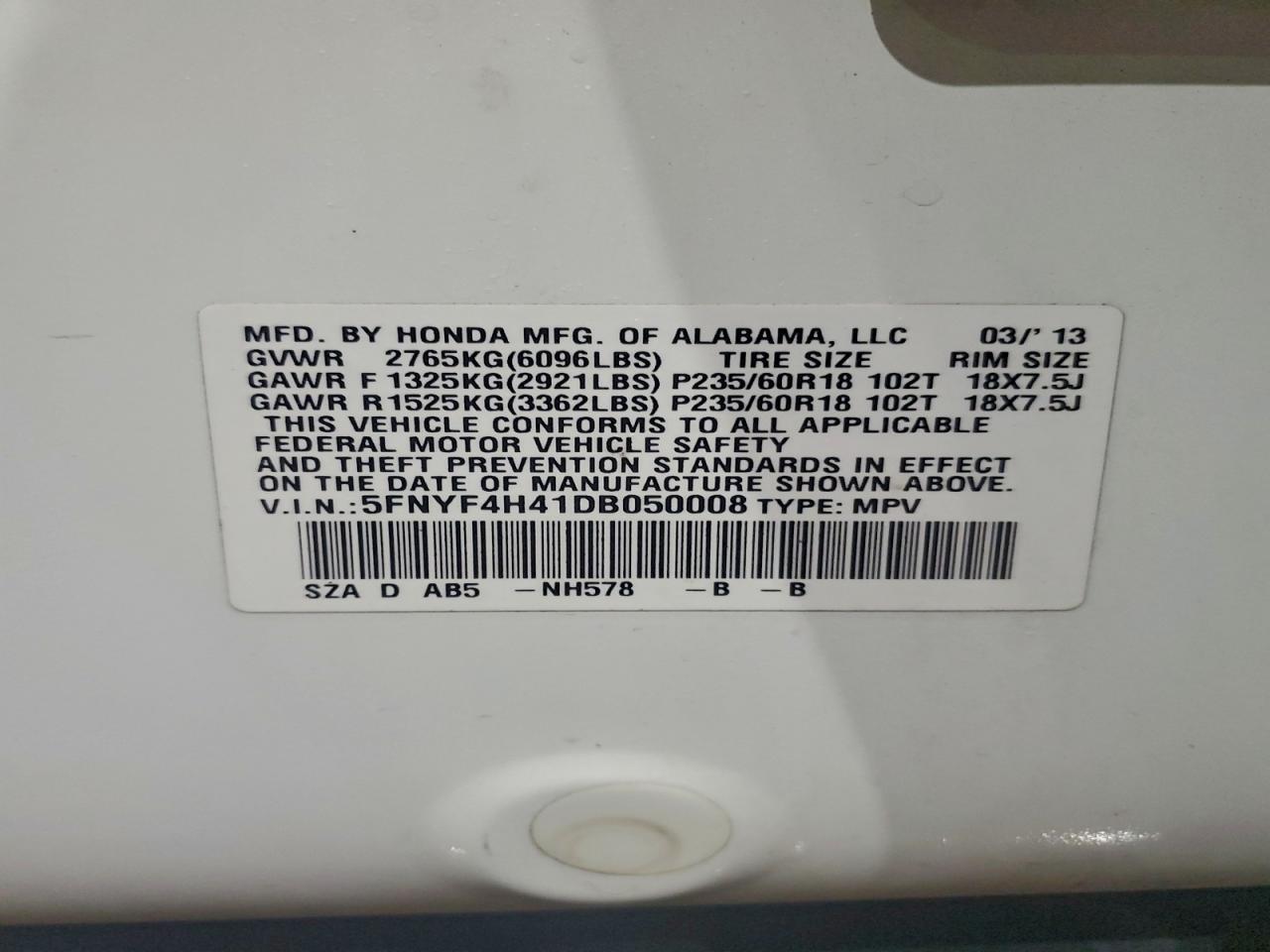 2013 HONDA PILOT