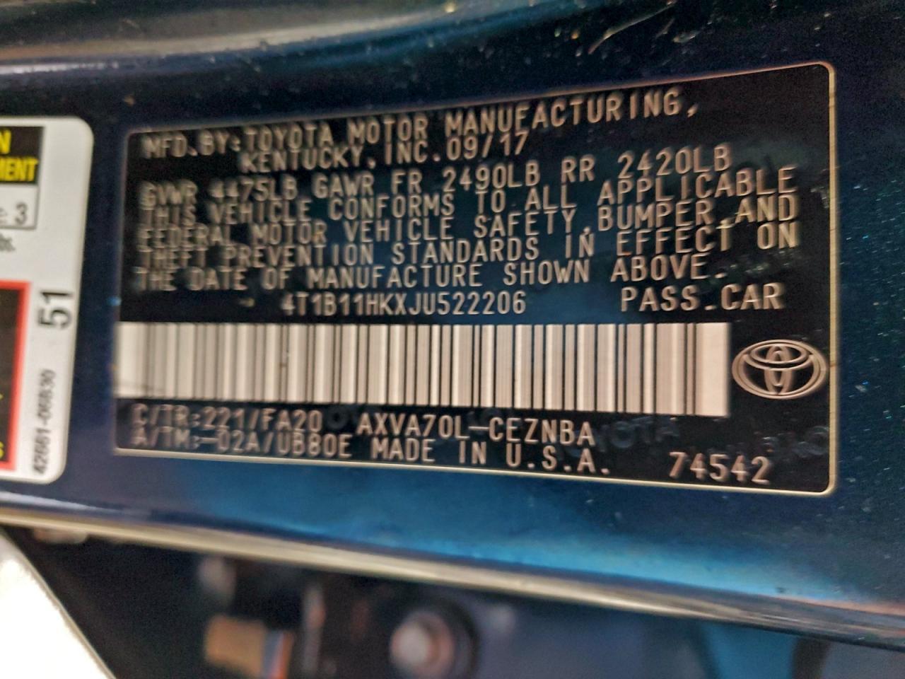 2018 TOYOTA CAMRY