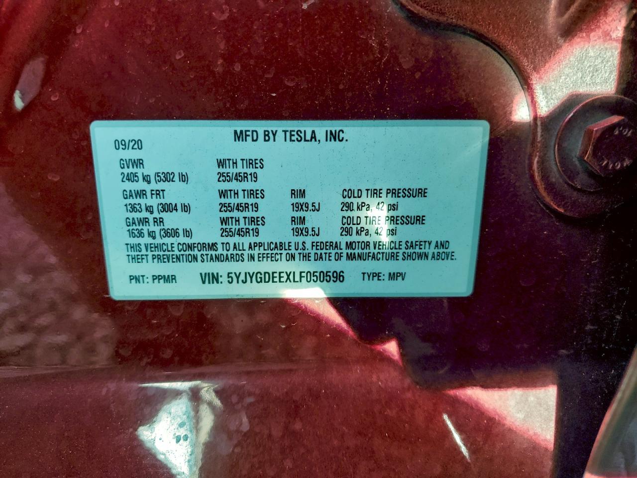 2020 TESLA MODEL Y