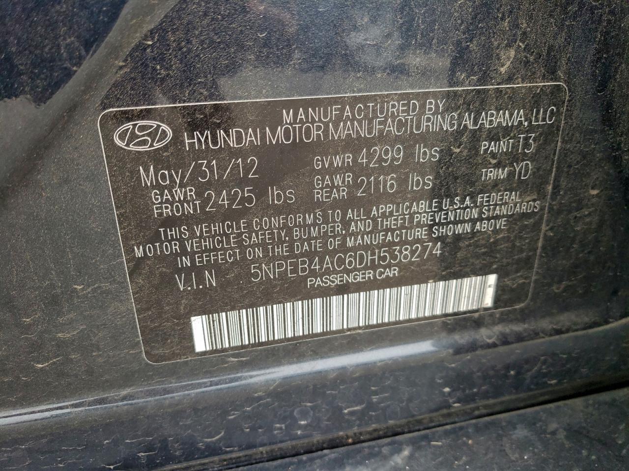 2013 HYUNDAI SONATA