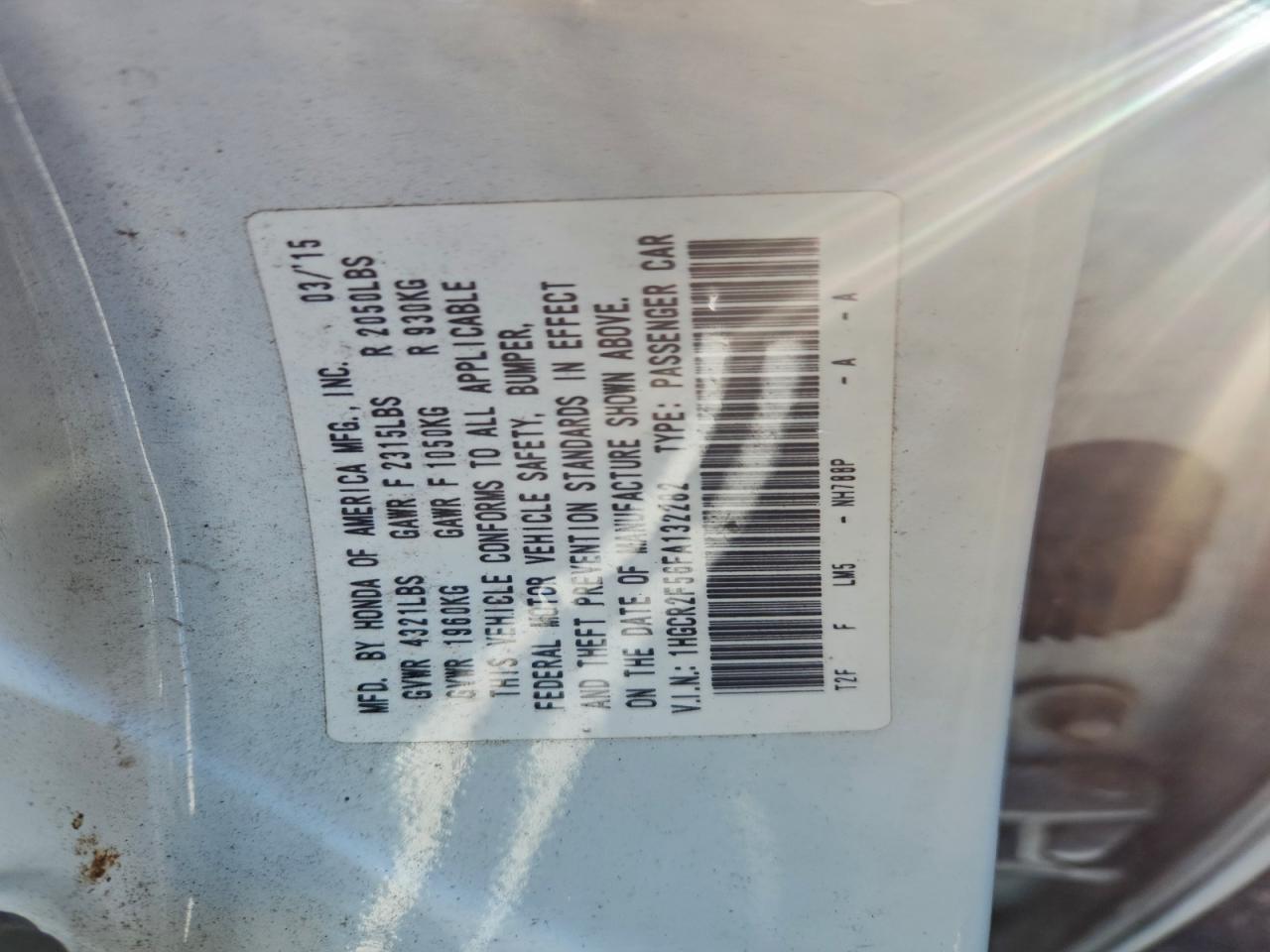 2015 HONDA ACCORD