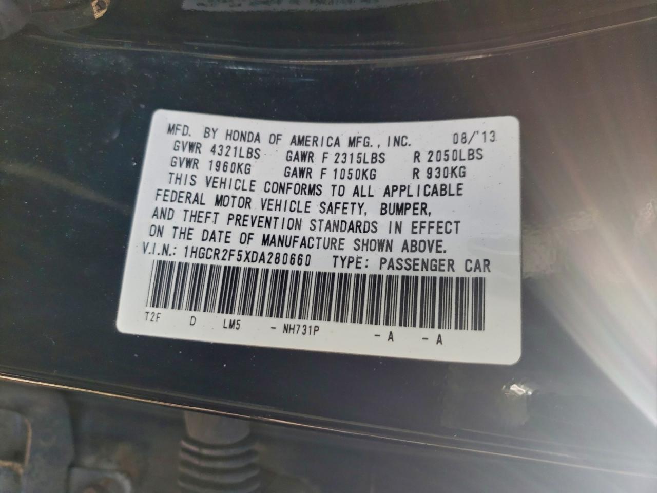2013 HONDA ACCORD