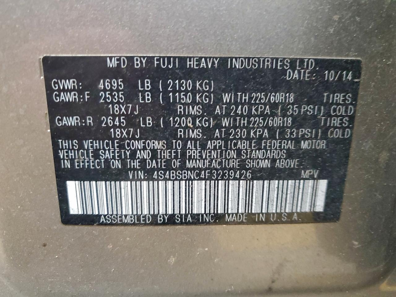 2015 SUBARU Outback