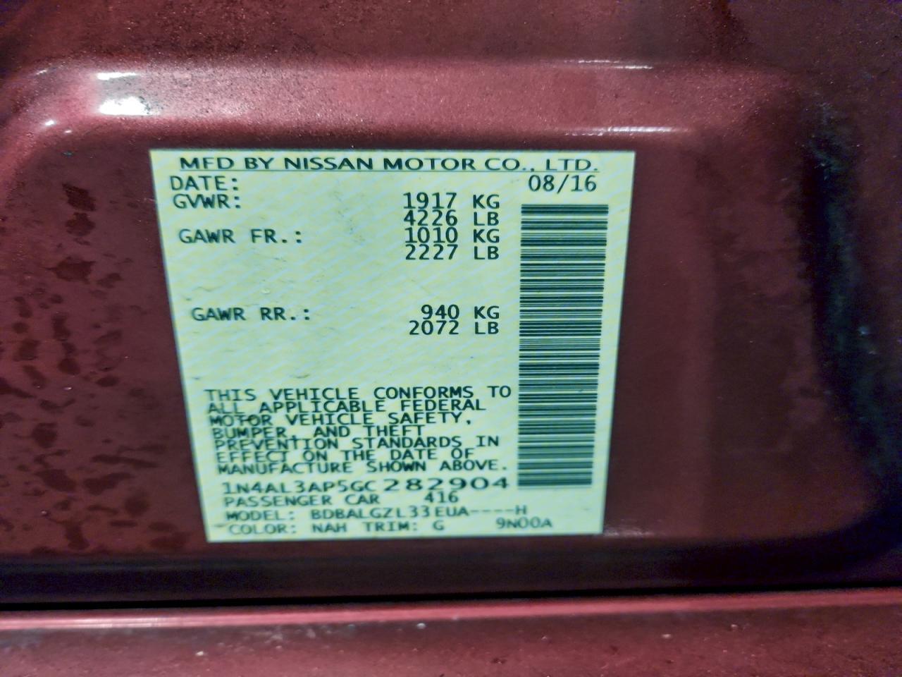 2016 NISSAN ALTIMA