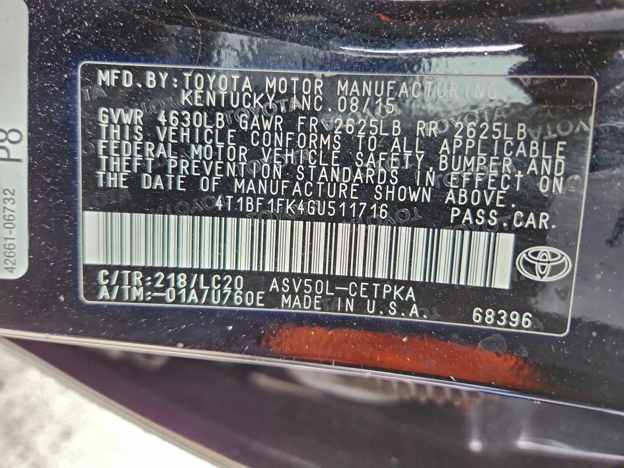 2016 TOYOTA CAMRY
