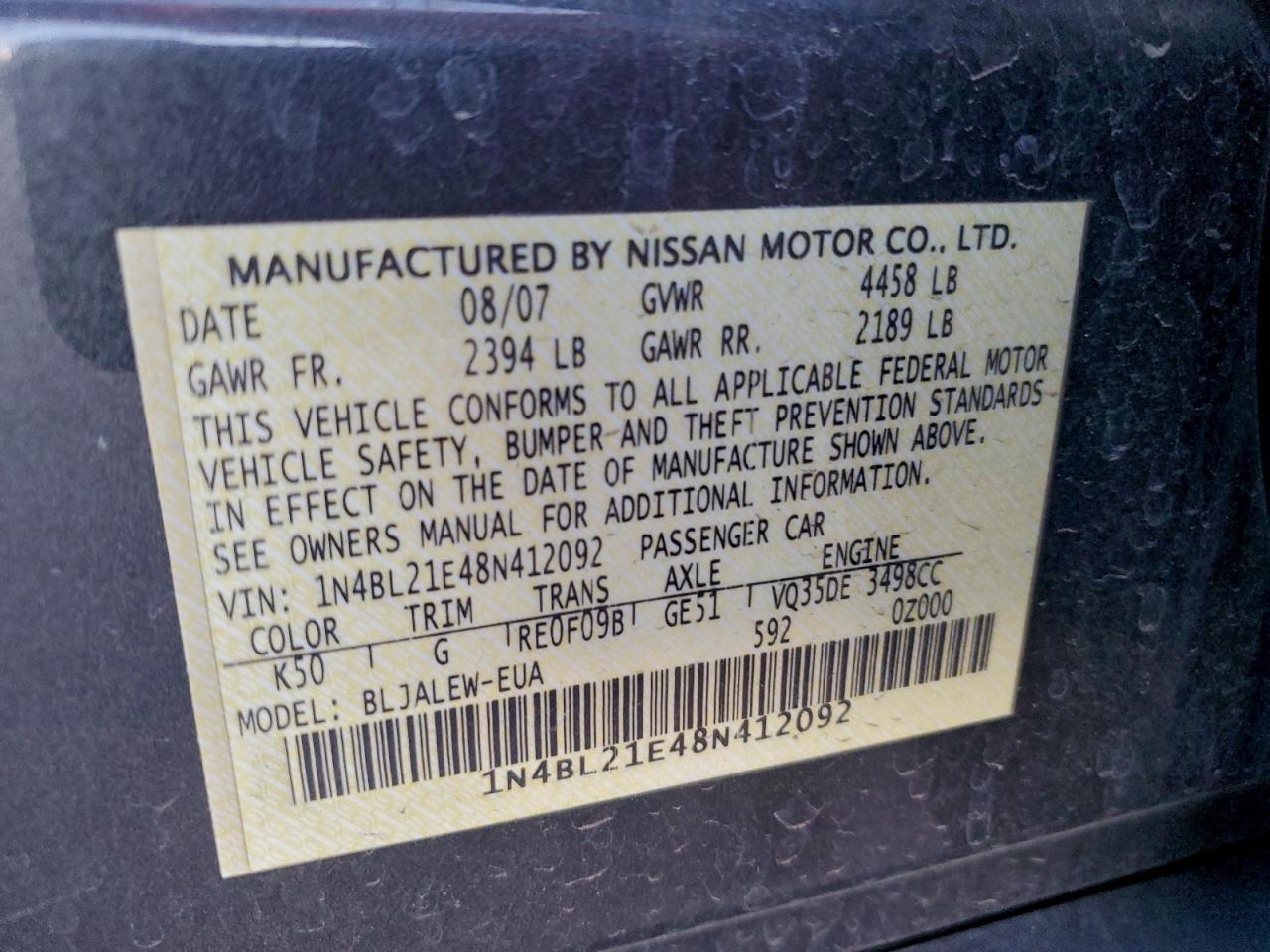 2008 NISSAN ALTIMA