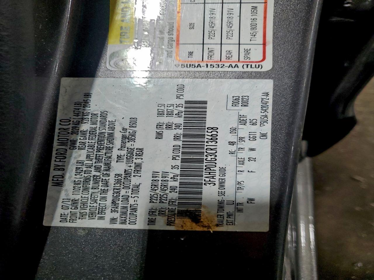 2012 FORD FUSION