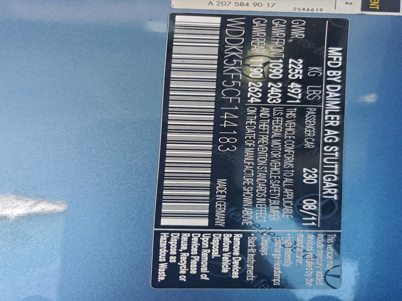 2012 MERCEDES-BENZ E-Class