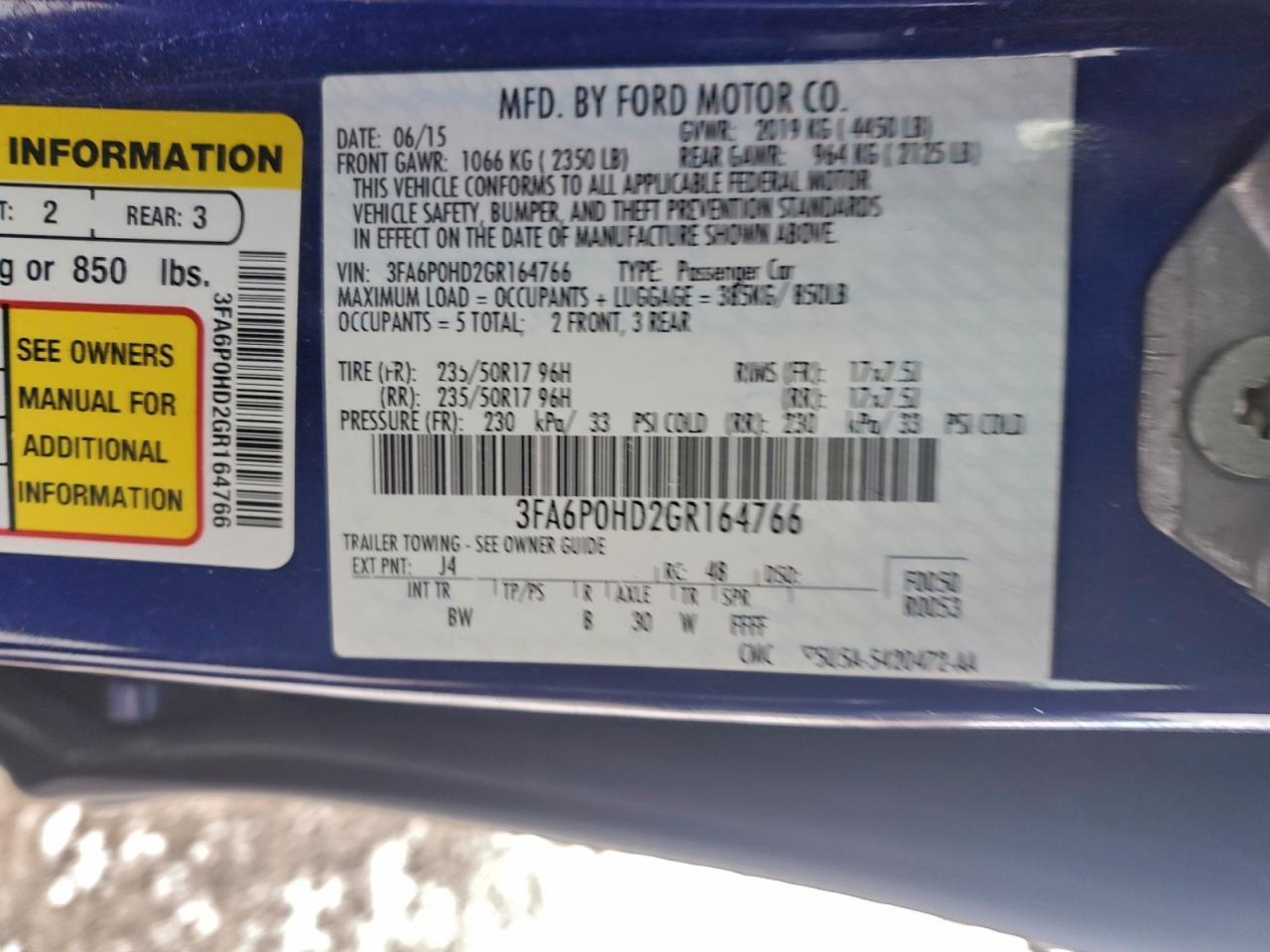 2016 FORD FUSION