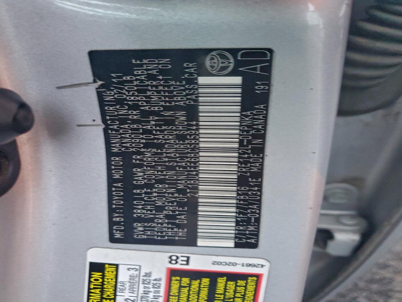 2011 TOYOTA COROLLA