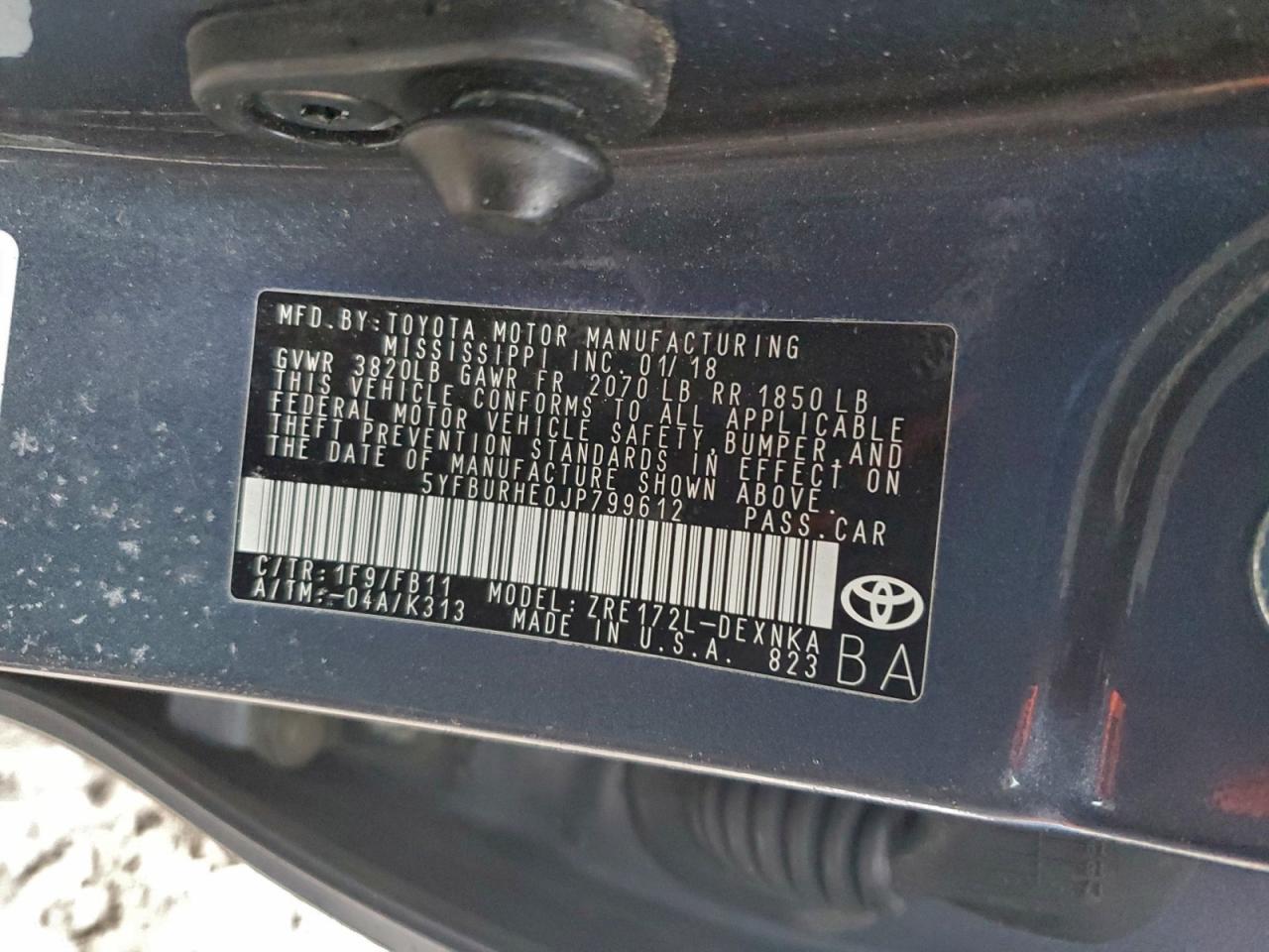2018 TOYOTA COROLLA