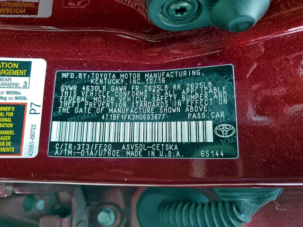 2017 TOYOTA CAMRY