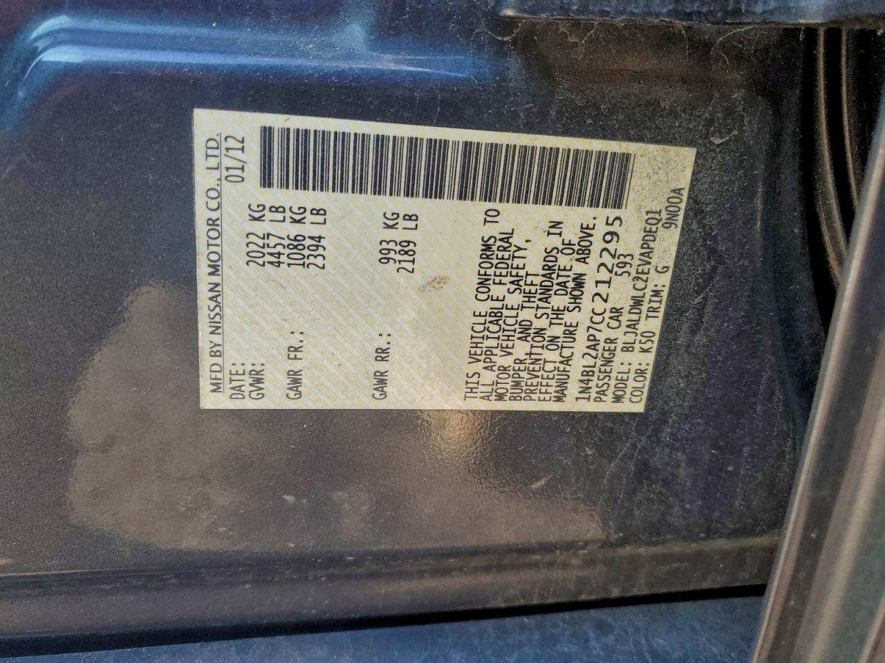 2012 NISSAN ALTIMA