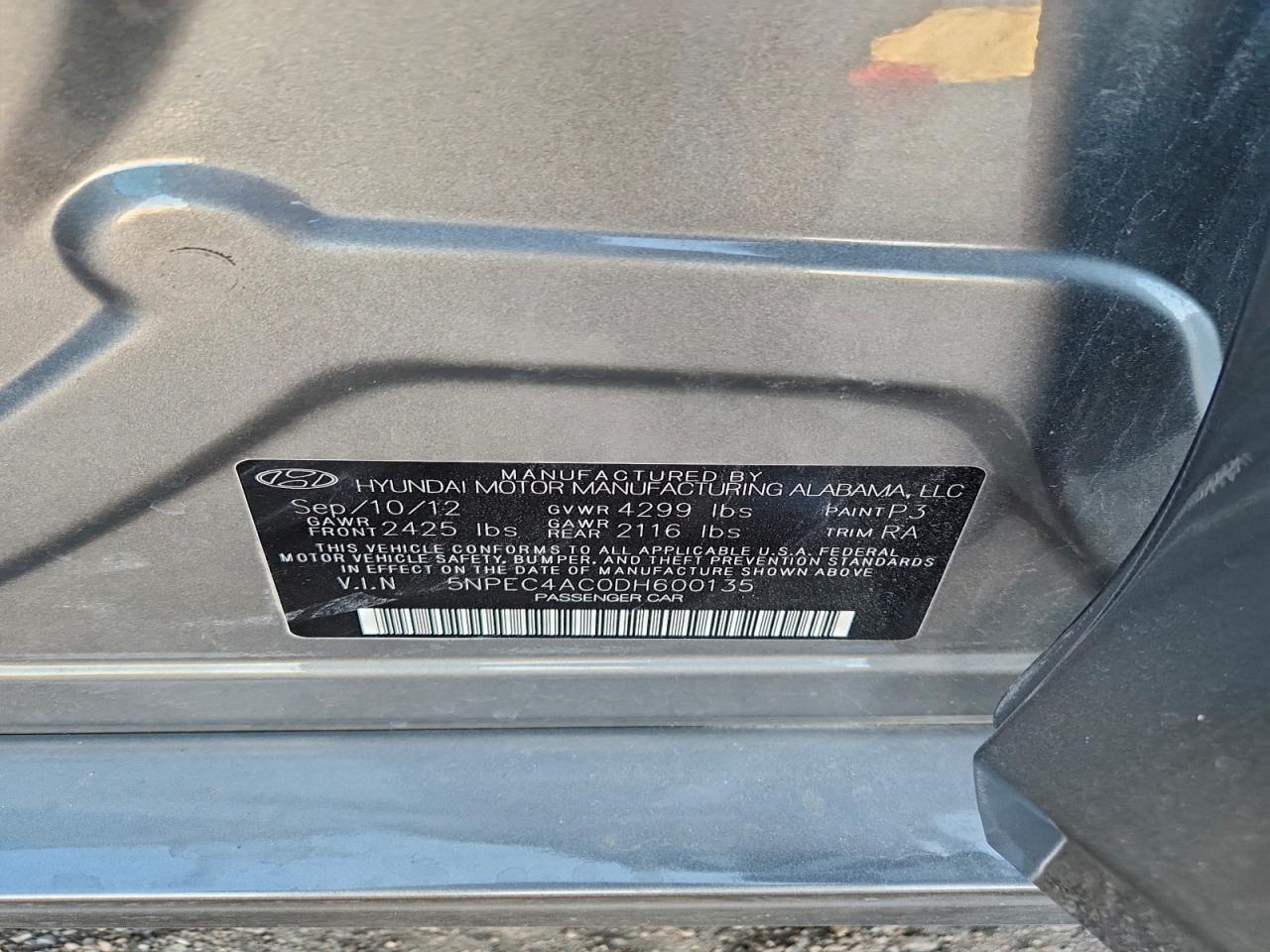 2013 HYUNDAI SONATA