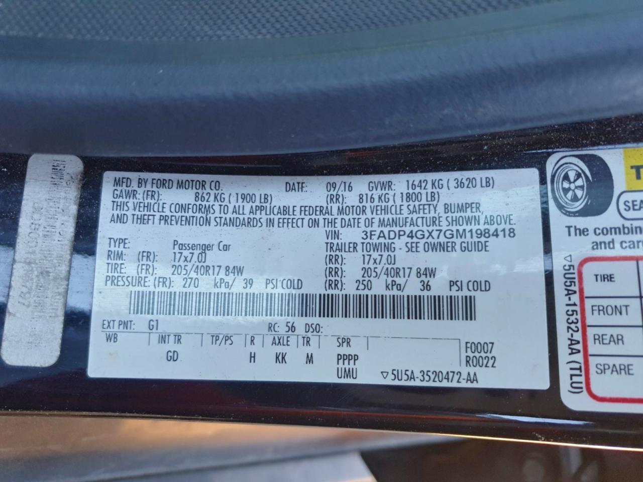 2016 FORD Fiesta