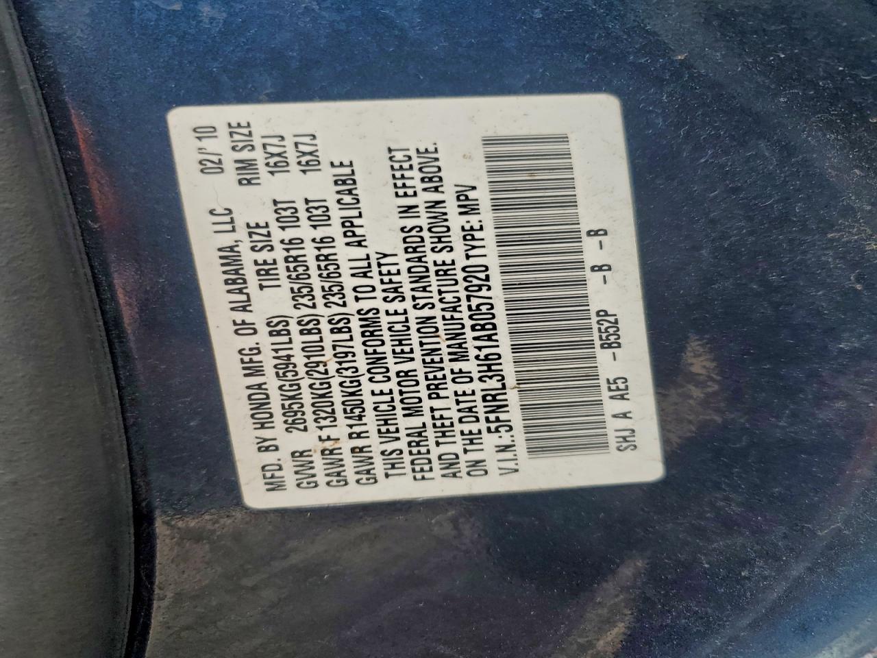 2010 HONDA ODYSSEY
