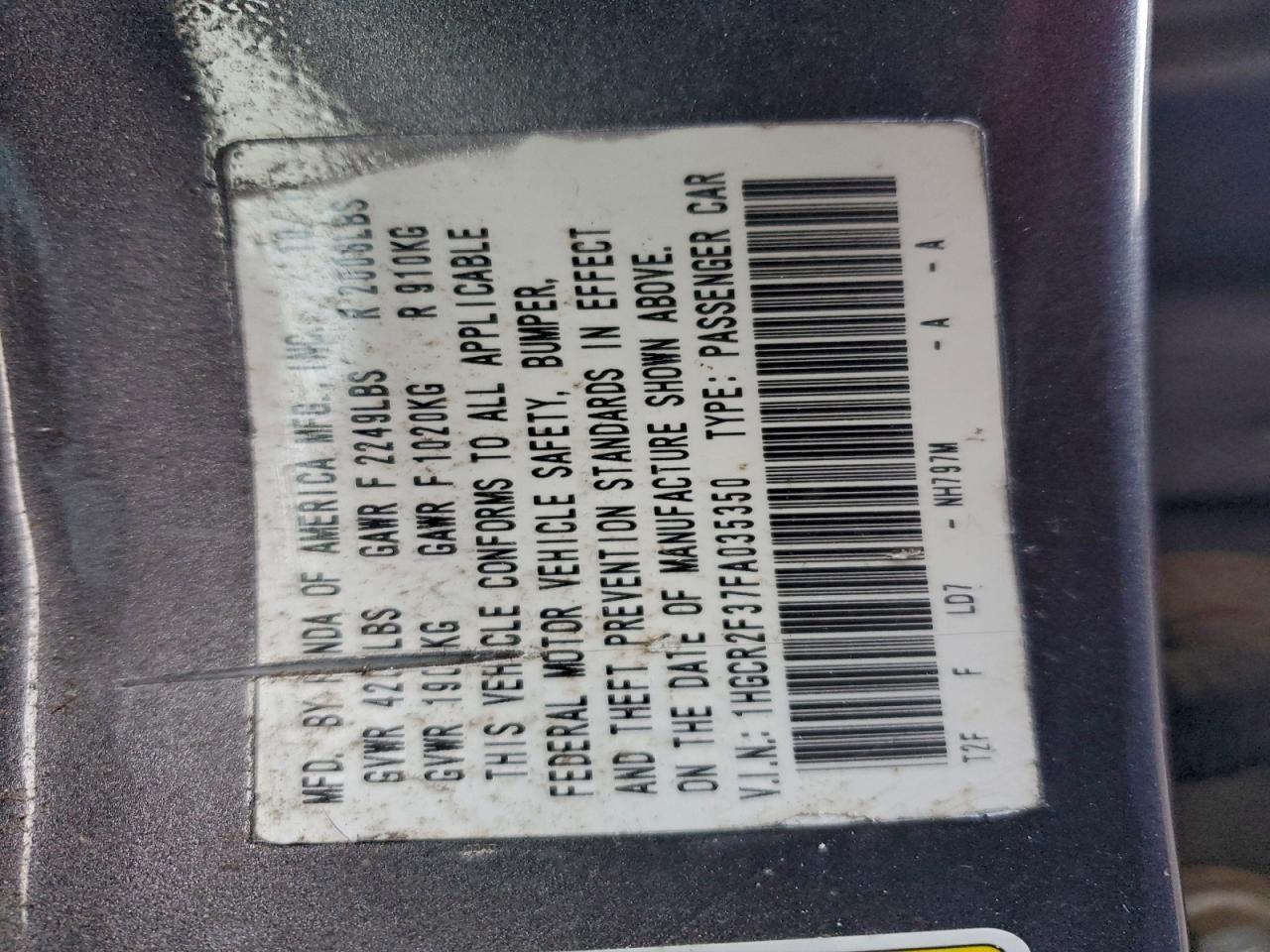 2015 HONDA ACCORD