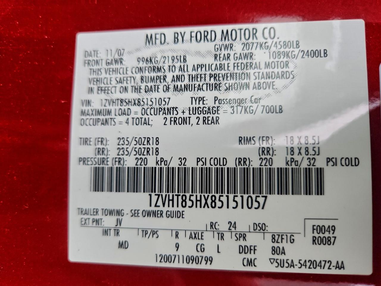 2008 FORD MUSTANG