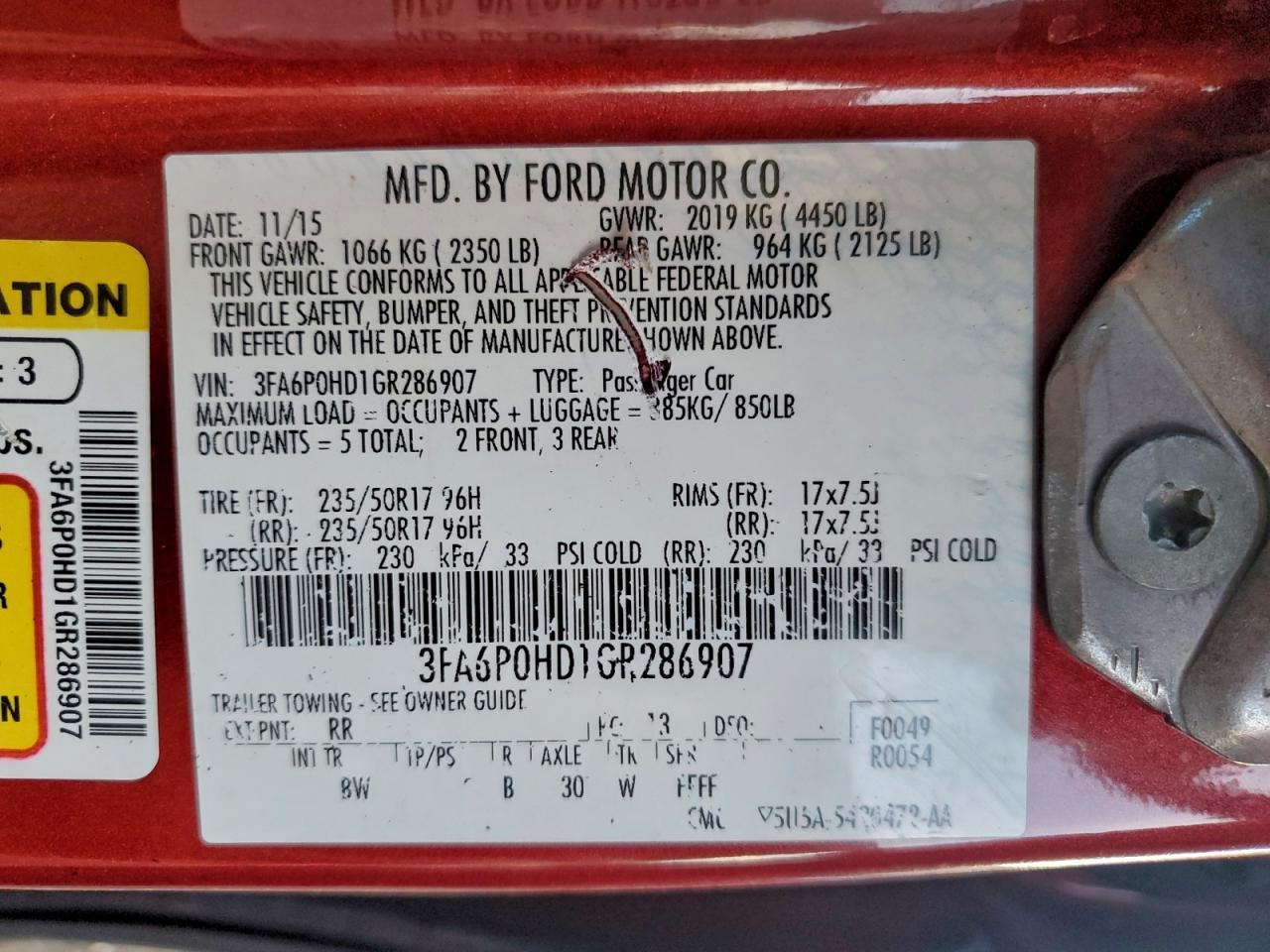 2016 FORD FUSION