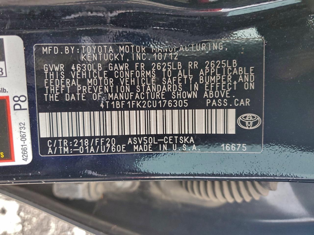 2012 TOYOTA CAMRY