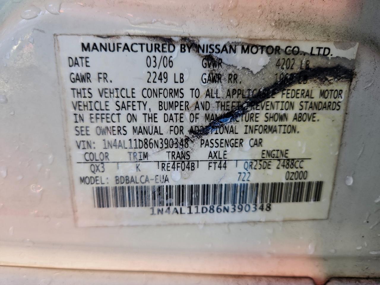 2006 NISSAN ALTIMA