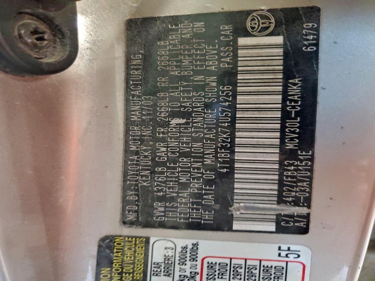 2004 TOYOTA CAMRY