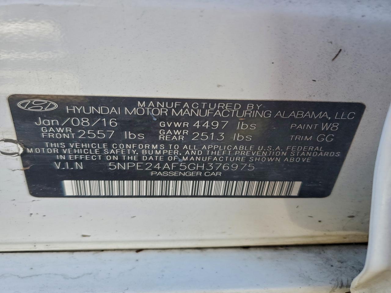 2016 HYUNDAI SONATA