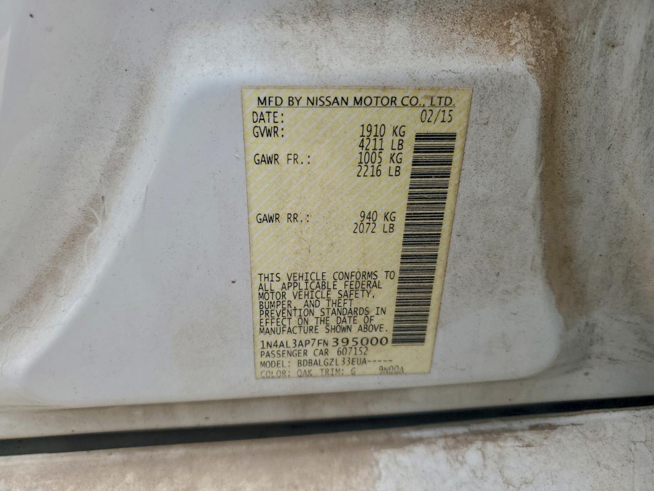 2015 NISSAN ALTIMA