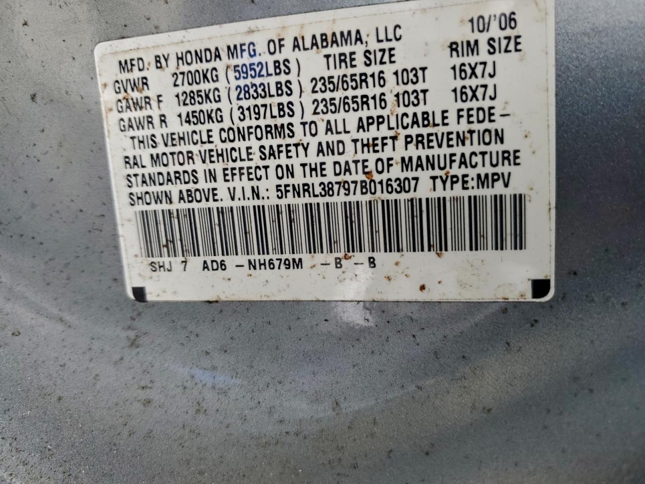 2007 HONDA ODYSSEY