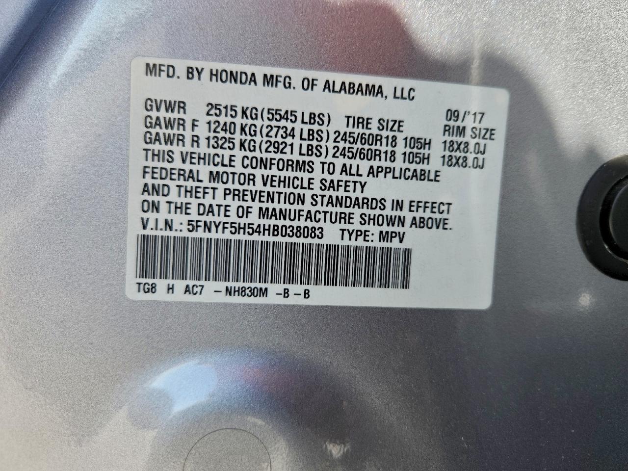 2017 HONDA PILOT