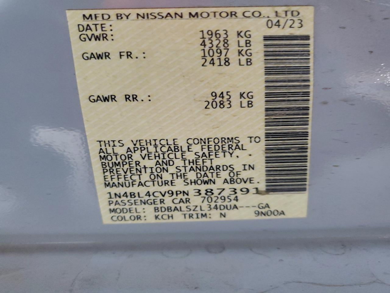 2023 NISSAN ALTIMA