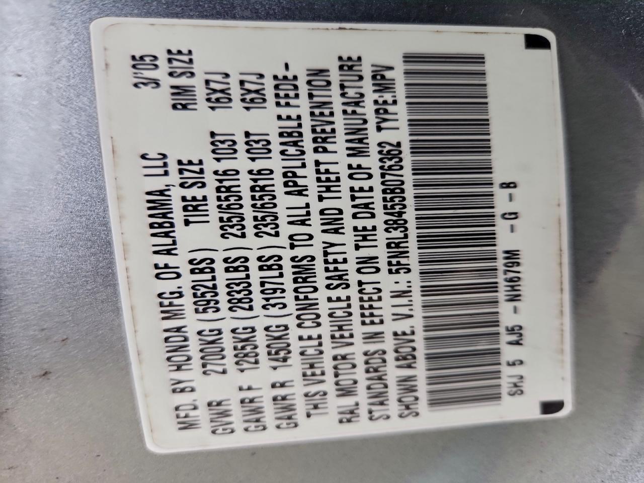 2005 HONDA ODYSSEY