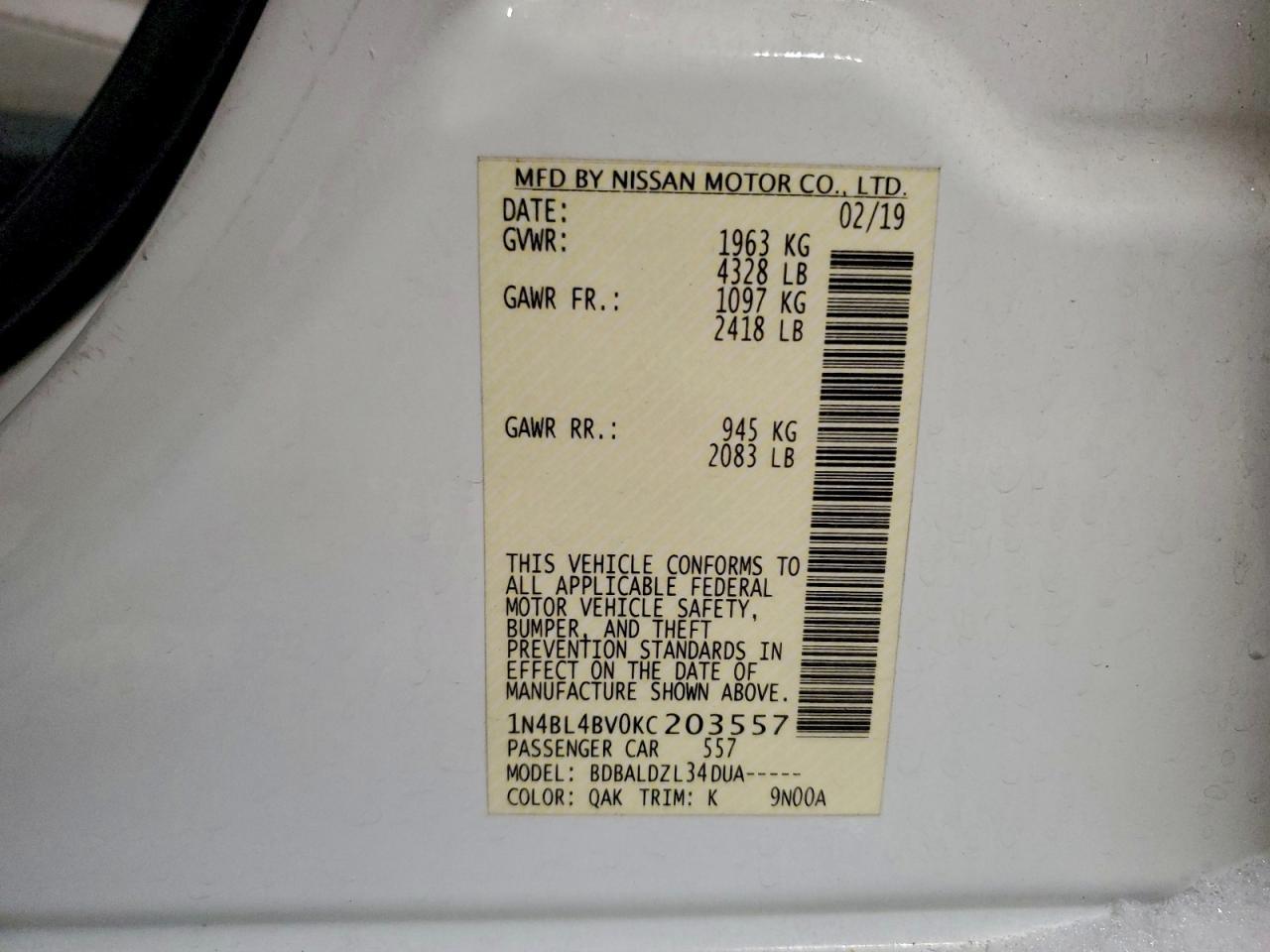 2019 NISSAN ALTIMA