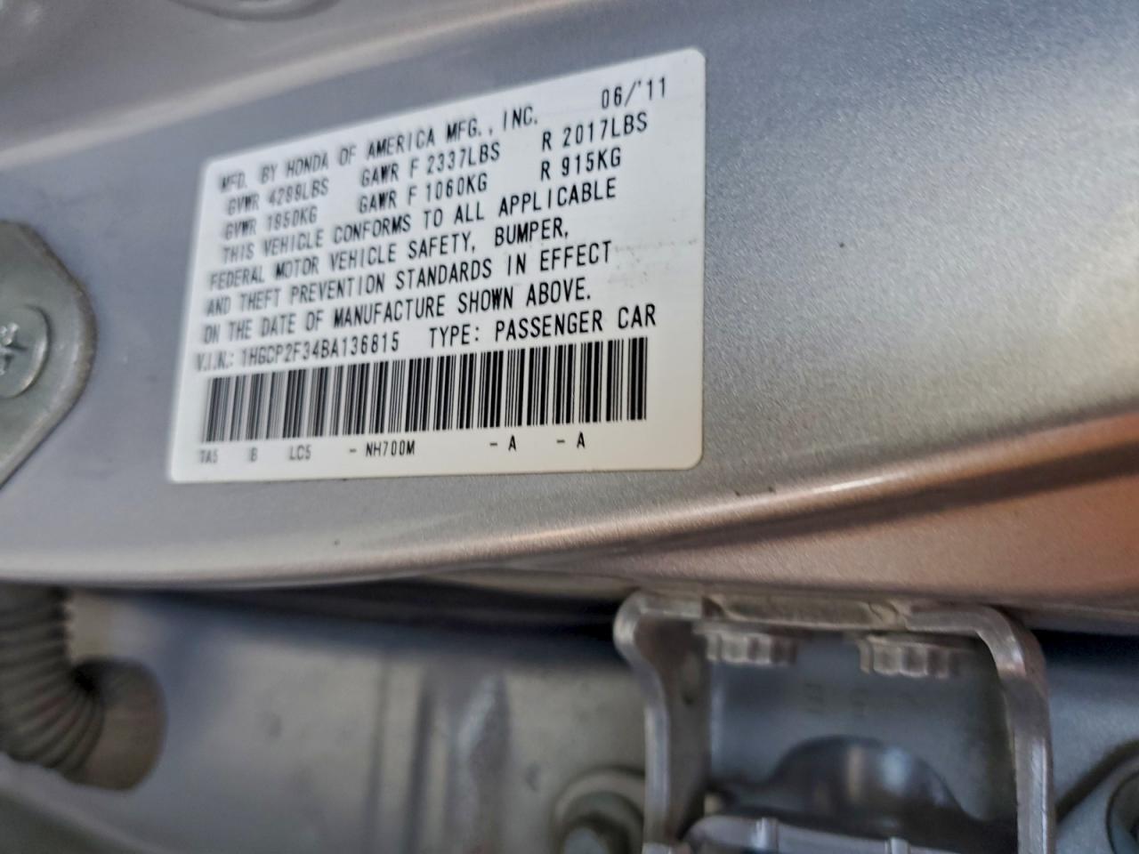2011 HONDA ACCORD