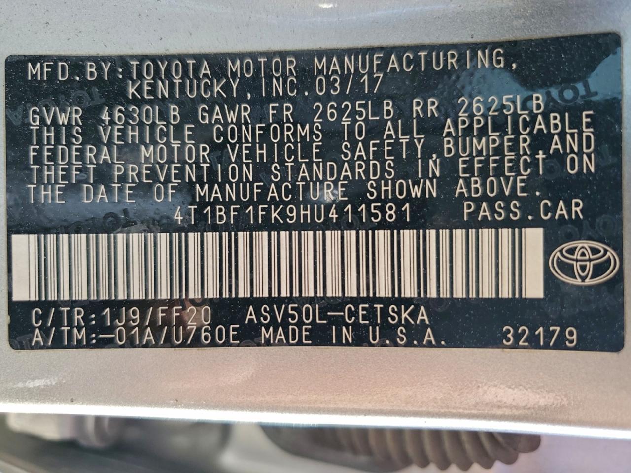2017 TOYOTA CAMRY
