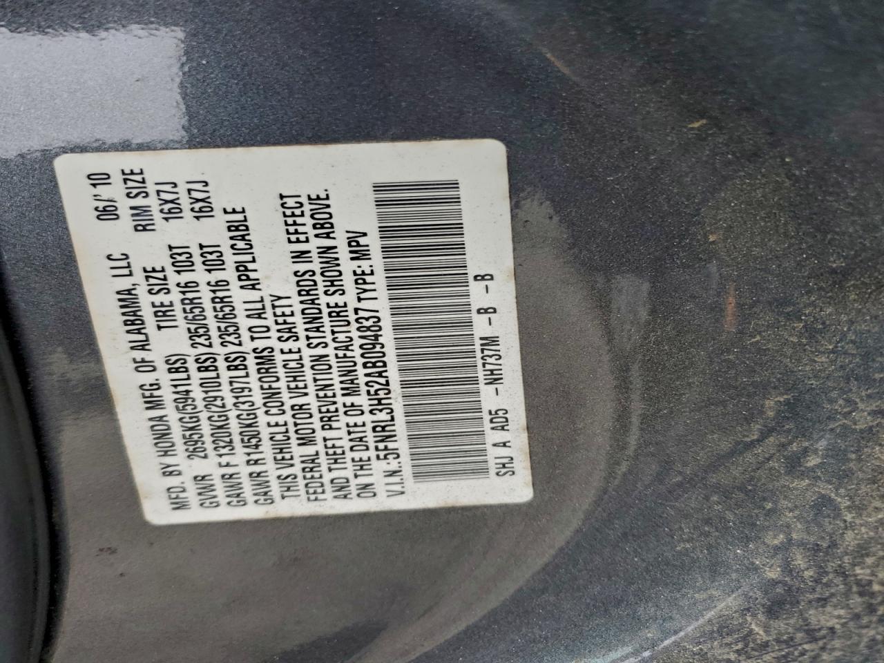 2010 HONDA ODYSSEY