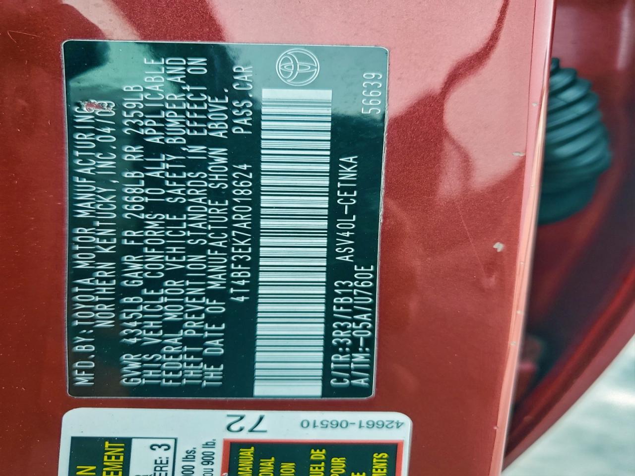 2010 TOYOTA CAMRY