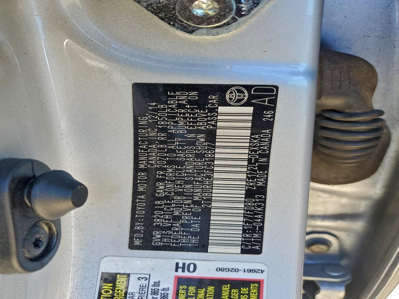2015 TOYOTA COROLLA