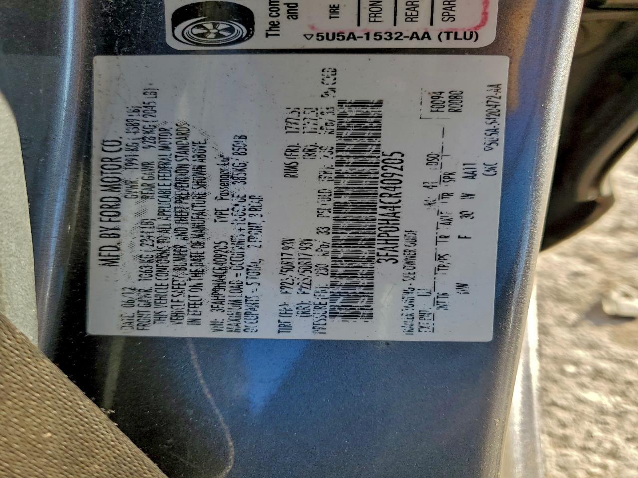 2012 FORD FUSION