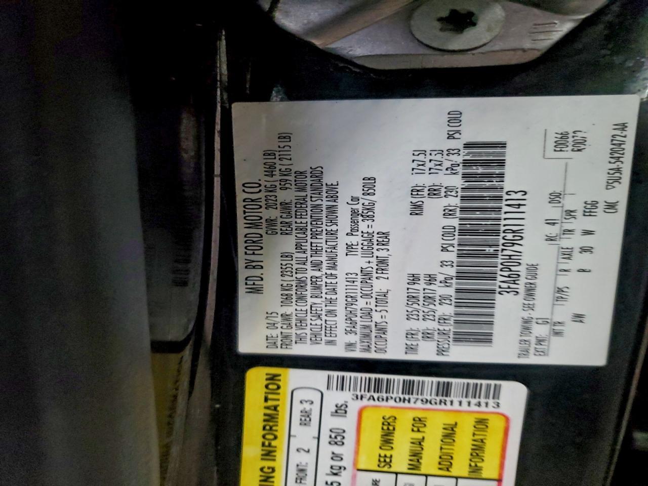 2016 FORD FUSION
