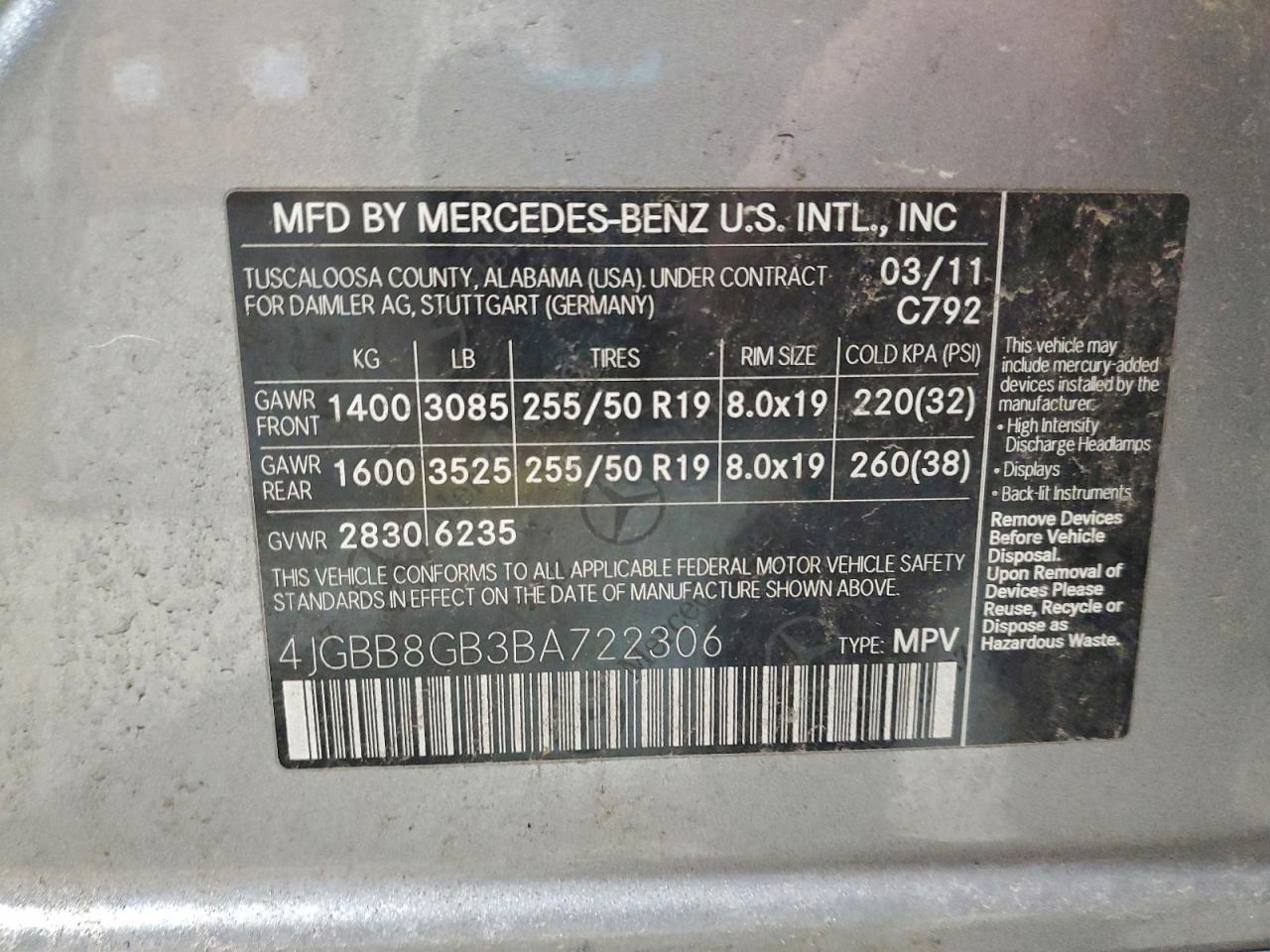 2011 MERCEDES-BENZ ML-Class