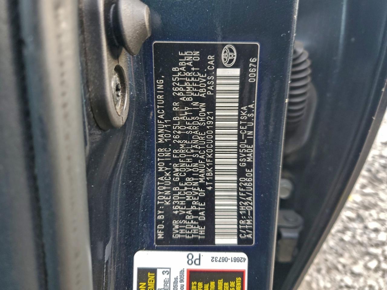 2012 TOYOTA CAMRY