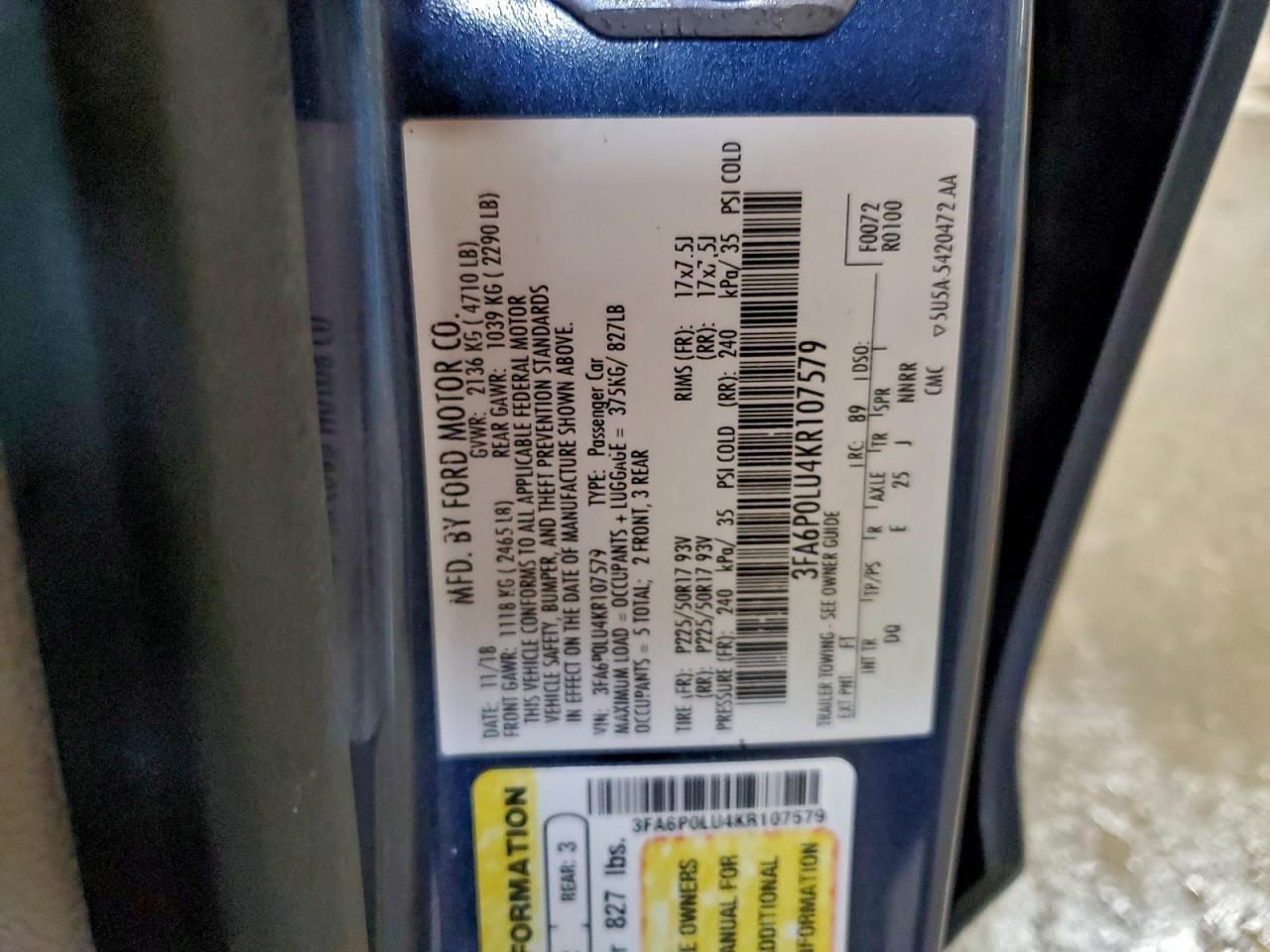 2019 FORD FUSION