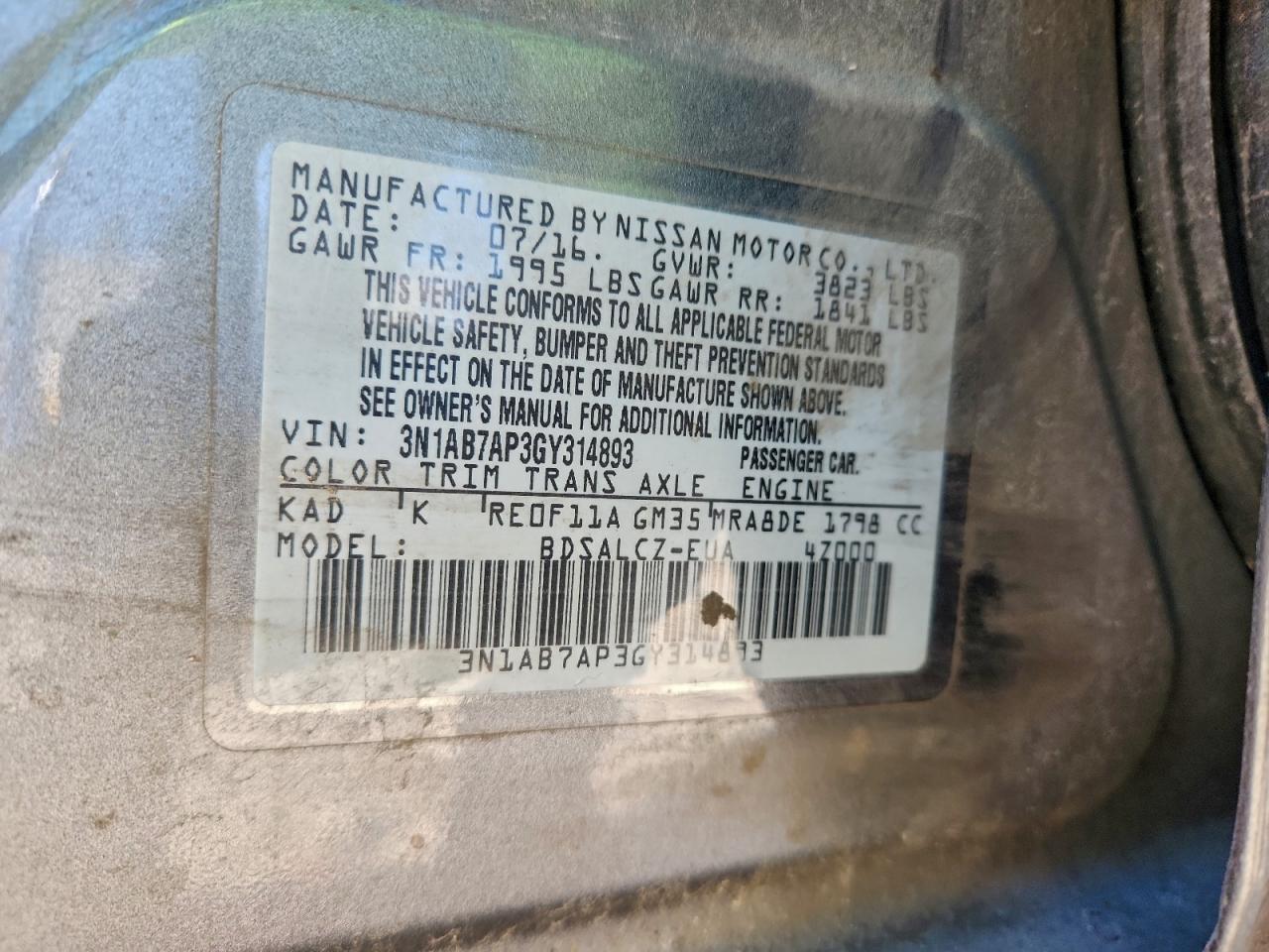 2016 NISSAN SENTRA